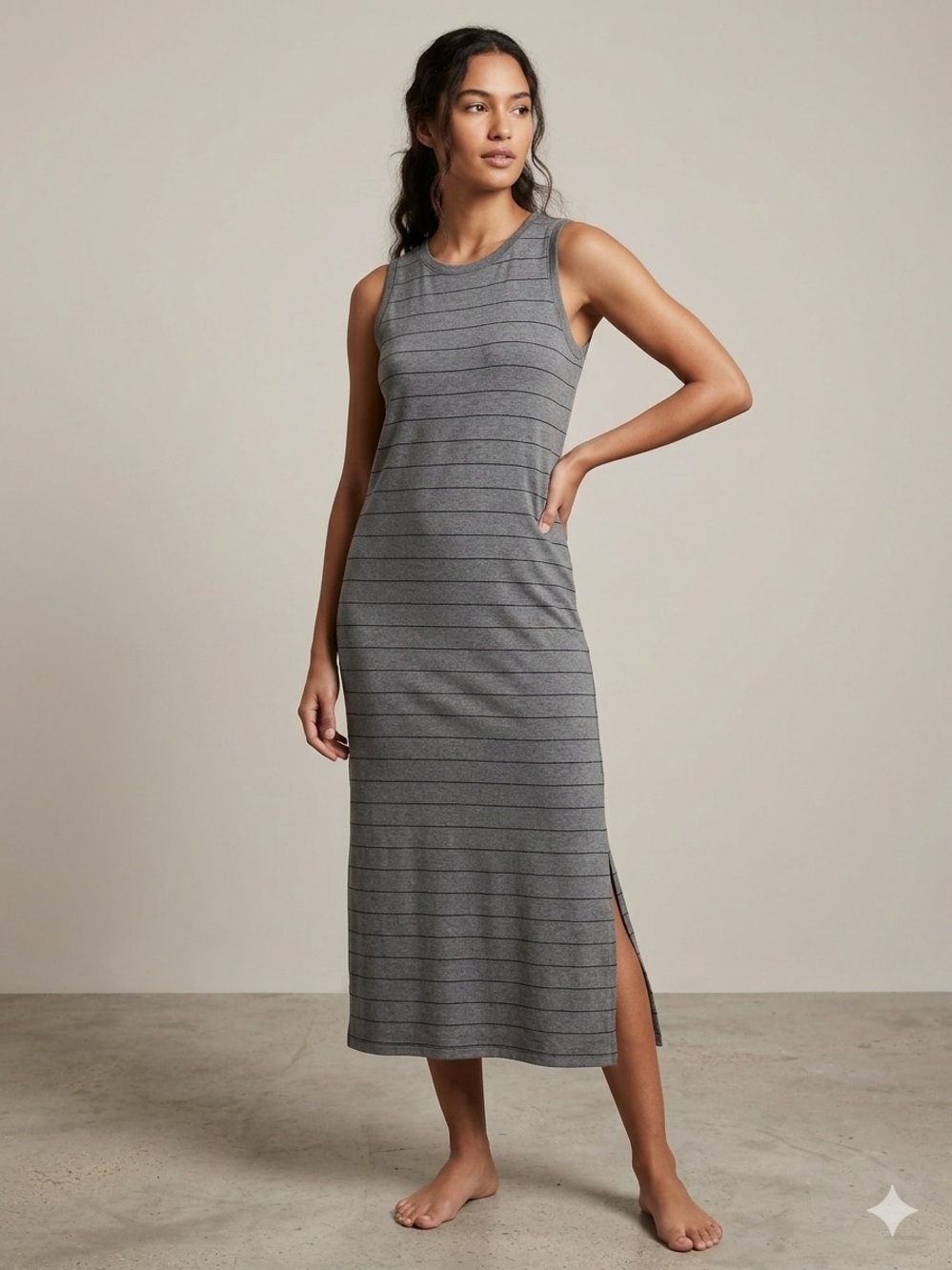 Banana Republic Sleeveless Gray Striped Knit Dress - Unbranded Size Small